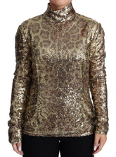 Dolce & Gabbana Brown Leopard Fit Turtleneck Sequin Sweater -   -  Dolce & Gabbana.